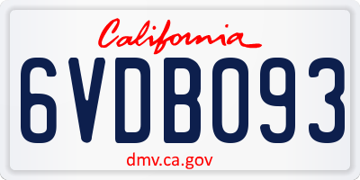 CA license plate 6VDB093
