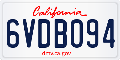 CA license plate 6VDB094