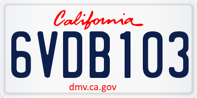 CA license plate 6VDB103
