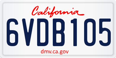 CA license plate 6VDB105
