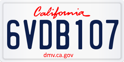 CA license plate 6VDB107