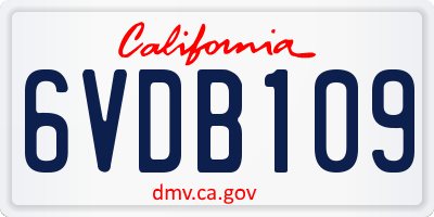 CA license plate 6VDB109