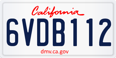 CA license plate 6VDB112