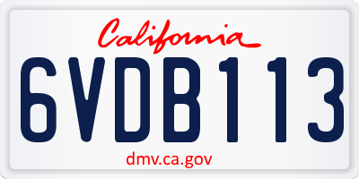 CA license plate 6VDB113