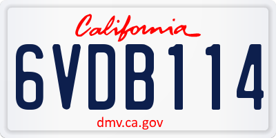 CA license plate 6VDB114