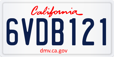 CA license plate 6VDB121