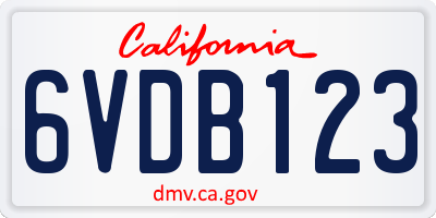 CA license plate 6VDB123