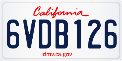 CA license plate 6VDB126