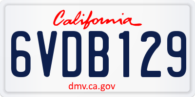 CA license plate 6VDB129