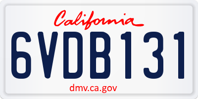 CA license plate 6VDB131