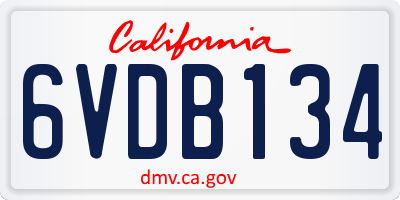 CA license plate 6VDB134