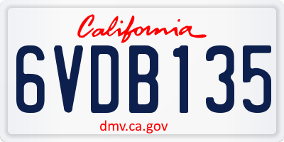 CA license plate 6VDB135