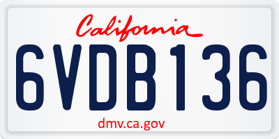 CA license plate 6VDB136