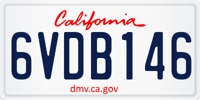 CA license plate 6VDB146