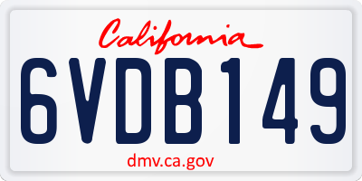 CA license plate 6VDB149