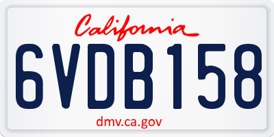 CA license plate 6VDB158