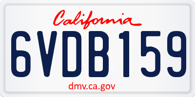 CA license plate 6VDB159