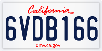 CA license plate 6VDB166
