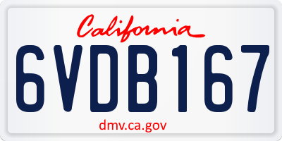 CA license plate 6VDB167