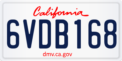 CA license plate 6VDB168