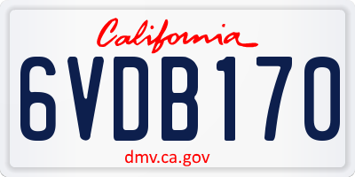 CA license plate 6VDB170
