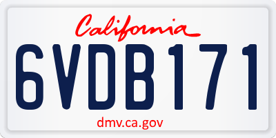 CA license plate 6VDB171
