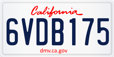 CA license plate 6VDB175