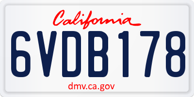 CA license plate 6VDB178