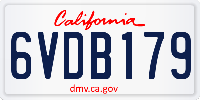 CA license plate 6VDB179