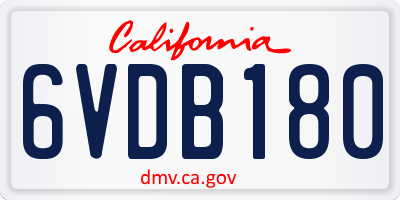 CA license plate 6VDB180