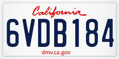 CA license plate 6VDB184