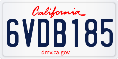 CA license plate 6VDB185