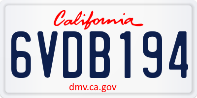 CA license plate 6VDB194