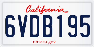 CA license plate 6VDB195