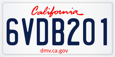 CA license plate 6VDB201