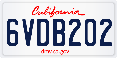 CA license plate 6VDB202