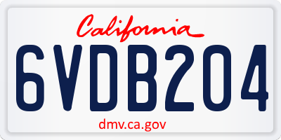 CA license plate 6VDB204