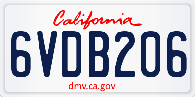 CA license plate 6VDB206