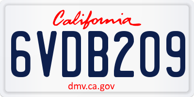 CA license plate 6VDB209