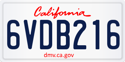 CA license plate 6VDB216
