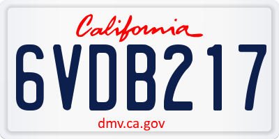 CA license plate 6VDB217