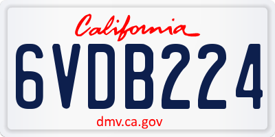 CA license plate 6VDB224