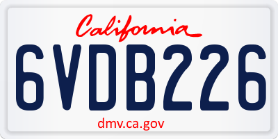 CA license plate 6VDB226