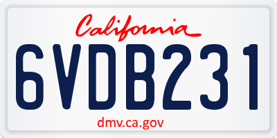 CA license plate 6VDB231