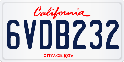 CA license plate 6VDB232