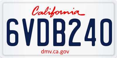 CA license plate 6VDB240