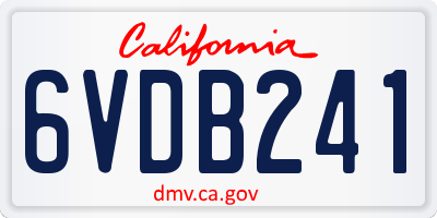 CA license plate 6VDB241