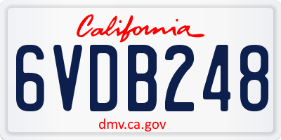 CA license plate 6VDB248