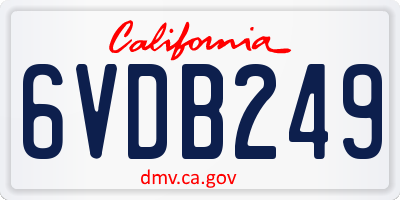 CA license plate 6VDB249