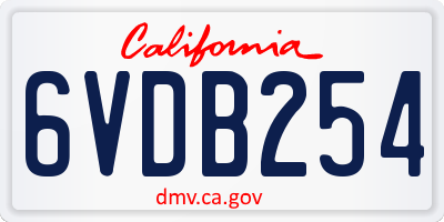 CA license plate 6VDB254